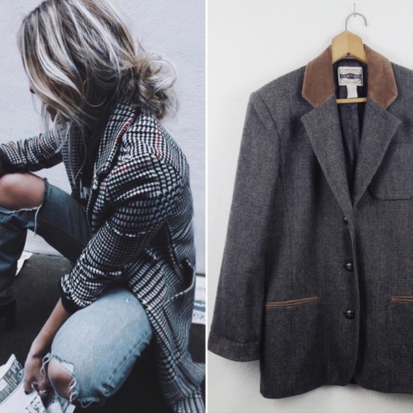 Vintage Jackets & Blazers - Vintage Houndstooth Wool Blazer